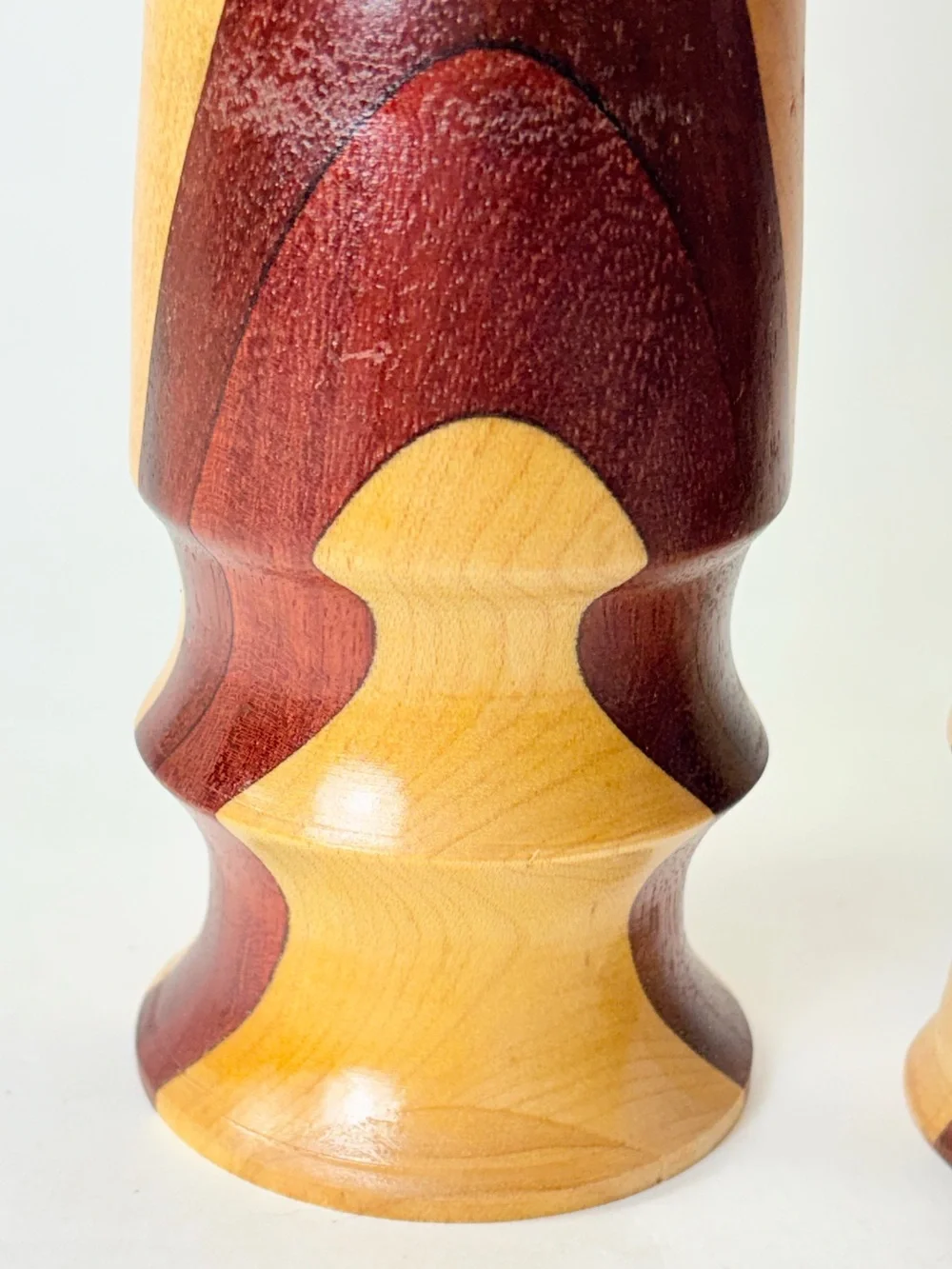 2 Handcrafted Two-Tone Natural & Dark Wood Wooden Salt and Pepper Mills